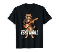 I Love Foldies Rock & Roll Scottish Fold Cat Che Suona la Chitarra Maglietta