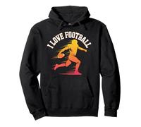 I Love Football Running Back Giocatore di Football Americano Felpa con Cappuccio