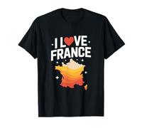 I Love France Heart Map Lovers Maglietta