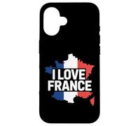 I Love France Mappa francese Orgoglio patriottico Custodia per iPhone 16