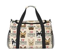 I Love French Bulldog Print Ample Space Travel Duffle Bag elegante con cerniera impermeabile per aeroplano palestra