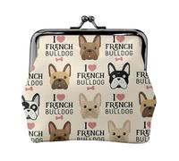 I Love French Bulldog Print Compact Coin Purse 11,5 x 10,5 cm carino mini portafoglio con chiusura a bacio impermeabile sacchetto