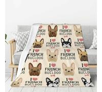 I Love French Bulldog Print Easy Care Adult Blanket Cozy Blanket Lightweight Warm Soft Bedding Throw