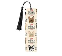 I Love French Bulldog Print Reading Page Markers Segnalibri 5pcs Segnalibri in legno con nappe, regali per gli amanti dei libri