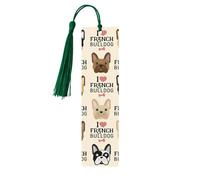 I Love French Bulldog Print Reading Page Markers Segnalibri 5pcs Segnalibri in legno con nappe, regali per gli amanti dei libri