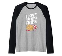 I Love French Fries Foodie Fun Snack Amanti Maglia con Maniche Raglan
