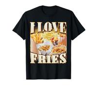 I Love Fries Meme Divertente Bootleg Scherzo Divertente Amante del Cibo Maglietta