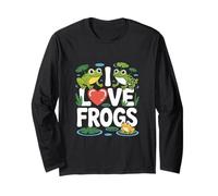 I Love Frogs Heart Lily Pad Pond Life Maglia a Manica