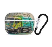I Love Garbage Trucks AirPod Pro, cover rigida antigraffio in policarbonato con portachiavi, accessori per AirPod Pro 2°/1° custodia per donne e uomini, stile bianco