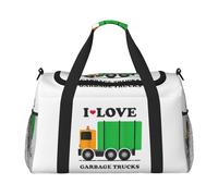 I Love Garbage Trucks Borsa da notte Borsa Weekender Borsa da allenamento Borsa da yoga Borsa da viaggio Borsa per oggetti personali per Audlts, Nero , Taglia unica