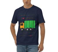 I Love Garbage Trucks - Camicia casual a maniche corte da uomo, in morbido tessuto elasticizzato, vestibilità moderna, per casa e salotto, blu navy, 3XL