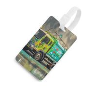 I Love Garbage Trucks Etichette per bagagli con carta d'identità, etichette resistenti per borse da viaggio, etichette impermeabili per valigie, zaini e custodie da viaggio, stile bianco