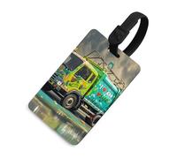 I Love Garbage Trucks Etichette per bagagli con carta d'identità, etichette resistenti per borse da viaggio, etichette impermeabili per valigie, zaini e custodie da viaggio, stile nero