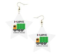 I Love Garbage Trucks - Orecchini da donna con ciondolo a forma di stella scintillante, gioielli alla moda per una serata fuori, One Size, Pelle