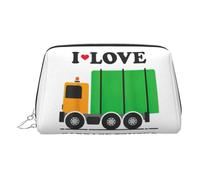 I Love Garbage Trucks Trousse da viaggio per trucchi con scomparti, borsa da toilette portatile per donne, Argento, One Size
