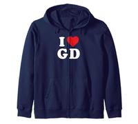 I Love GD Iniziali I Heart G.D. Nome Cognome G D Felpa con Cappuccio