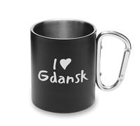 I Love Gdansk City Travel Poland tazza in metallo con moschettone manico, tazza da campeggio