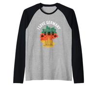 I Love Germany Mappa Paese Luoghi d' Maglia con Maniche Raglan