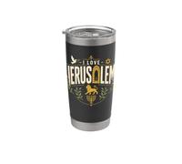 I Love Gerusalemme Israele Ebraica Ebraica Art Bicchiere termico in acciaio inox doppia parete