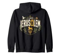 I Love Gerusalemme Israele Ebraica Ebraica Art Felpa con Cappuccio