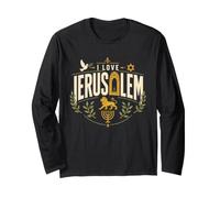 I Love Gerusalemme Israele Ebraica Ebraica Art Maglia a Manica