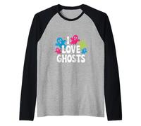 I Love Ghosts Spiriti Colorati Divertimento Maglia con Maniche Raglan