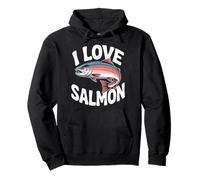 I Love Gli appassionati di pesca al salmone pescano Felpa con Cappuccio