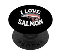 I Love Gli appassionati di pesca al salmone pescano PopSockets PopGrip Adesivo