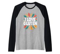 I Love Gluten Funny Wheat Lovers Pizza Pane Maglia con Maniche Raglan