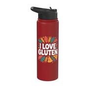 I Love Gluten Funny Wheat Lovers Pizza Pane Stainless Steel Insulated Water Bottle