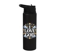 I Love God Celestial Design Stars Stainless Steel Insulated Water Bottle