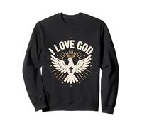 I Love God Dove Cross Messaggio cristiano Felpa