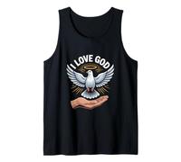 I Love God Dove Halo Hand Spiritual Art Canotta