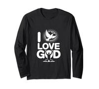 I Love God Dove Halo Messaggio Spirituale Maglia a Manica