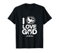 I Love God Dove Halo Messaggio Spirituale Maglietta