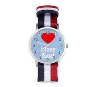 I Love God, orologio da polso al quarzo con numeri arabi, cinturino regolabile per uomo e donna