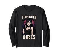 I Love Goth Girls - Amante gotico anime goth maschile Maglia a Manica