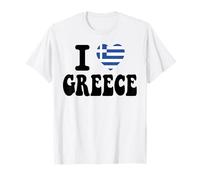 I Love Greece Bandiera Cuore Retro Viaggio Souvenir Maglietta