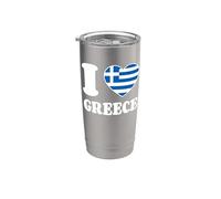 I Love Greece Bandiera Greca Cuore Bicchiere termico in acciaio inox doppia parete