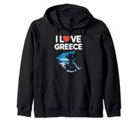 I Love Greece Heart Grecia Map Design Felpa con Cappuccio
