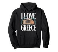 I Love Greece Omaggio Architettonico Felpa con Cappuccio