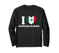 I Love Guadalajara Cuore Bandiera Messico Maglia a Manica