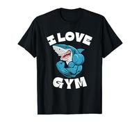 I Love Gym Fitness Shark Funny Gym Allenamento Sollevamento Maglietta