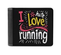 I Love Hate Running - Portafogli con stampa morbida, sottile, tasca frontale, con porta carte di credito, per uomini e donne, 11,4 x 8,9 cm, Stile:, Taglia unica