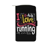 I Love Hate Running Portafoglio alla moda porta carte di credito sottile portamonete borsa portatile per telefono per donne e uomini, 20,3 x 11,4 x 3,8 cm