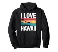 I Love Hawaii Palme Oceano Tramonto Felpa con Cappuccio