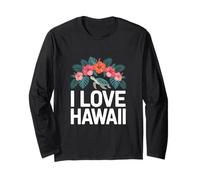 I Love Hawaii - Tartaruga tropicale floreale Maglia a Manica