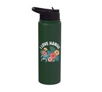 I Love Hawaii Tropical Turtle Hibiscus Bloom Stainless Steel Insulated Water Bottle