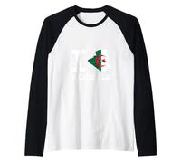 I Love (Heart) Algeria Mappa Bandiera Sagoma Maglia con Maniche Raglan