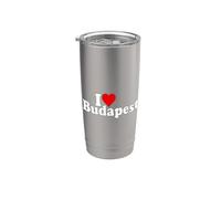 I LOVE HEART BUDAPEST UNGHERIA Bicchiere termico in acciaio inox doppia parete